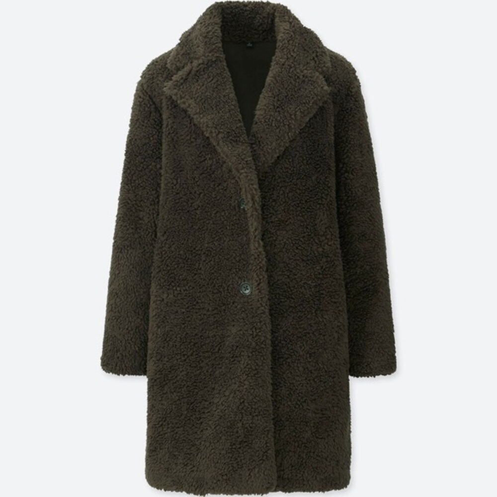 Uniqlo Fleece Pile-Lined Tailored Teddy Coat Sz S